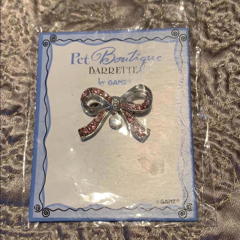 5/$20 Pet Barrette Pink Rhinestones Bow with Clip NWT